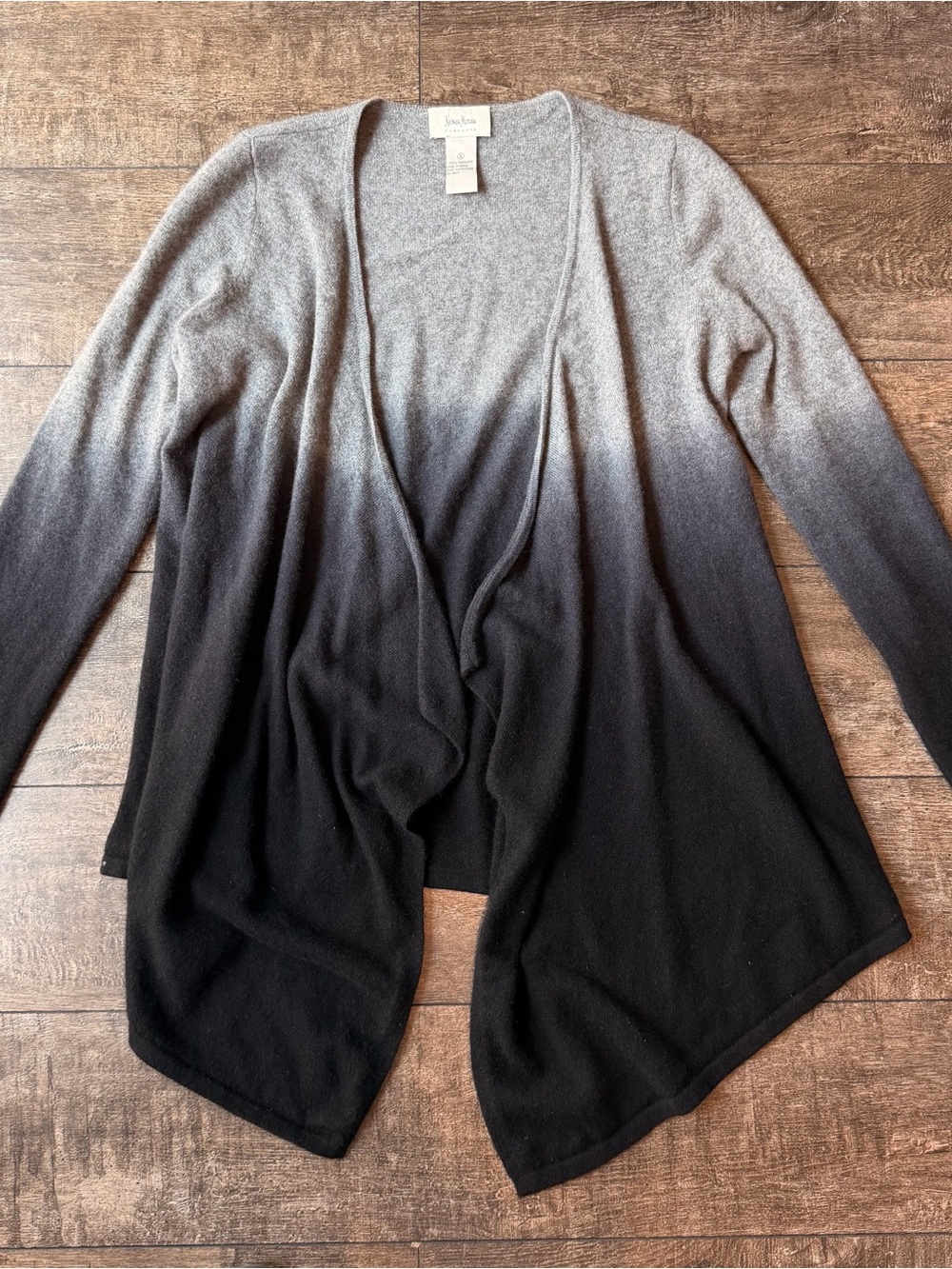 Neiman Marcus cashmere Open-Front Cardigan - Grey to Black ombré